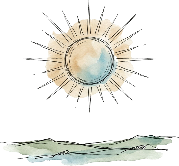 rising sun at peak glow
